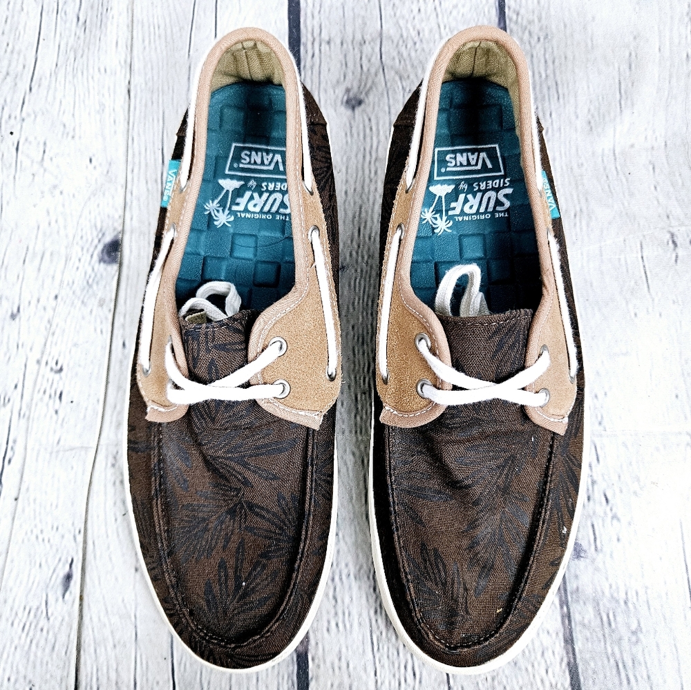 VANS | Surf Siders foliage print canvas boat shoes